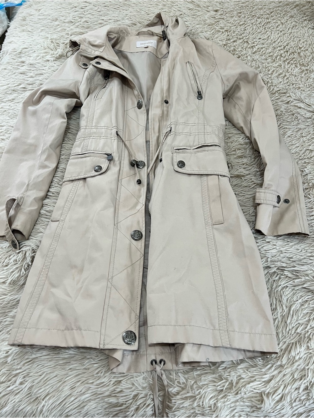 Laundry By Shelli Segal Light Beige Hooded Trench Coat